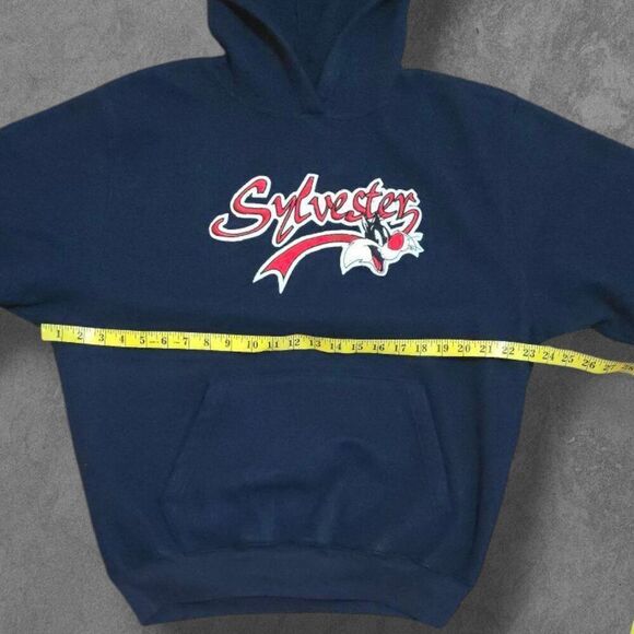 Vintage Sylvester Looney Tunes Pullover Hooded Embroidered Sweatshirt XL - Picture 5 of 5